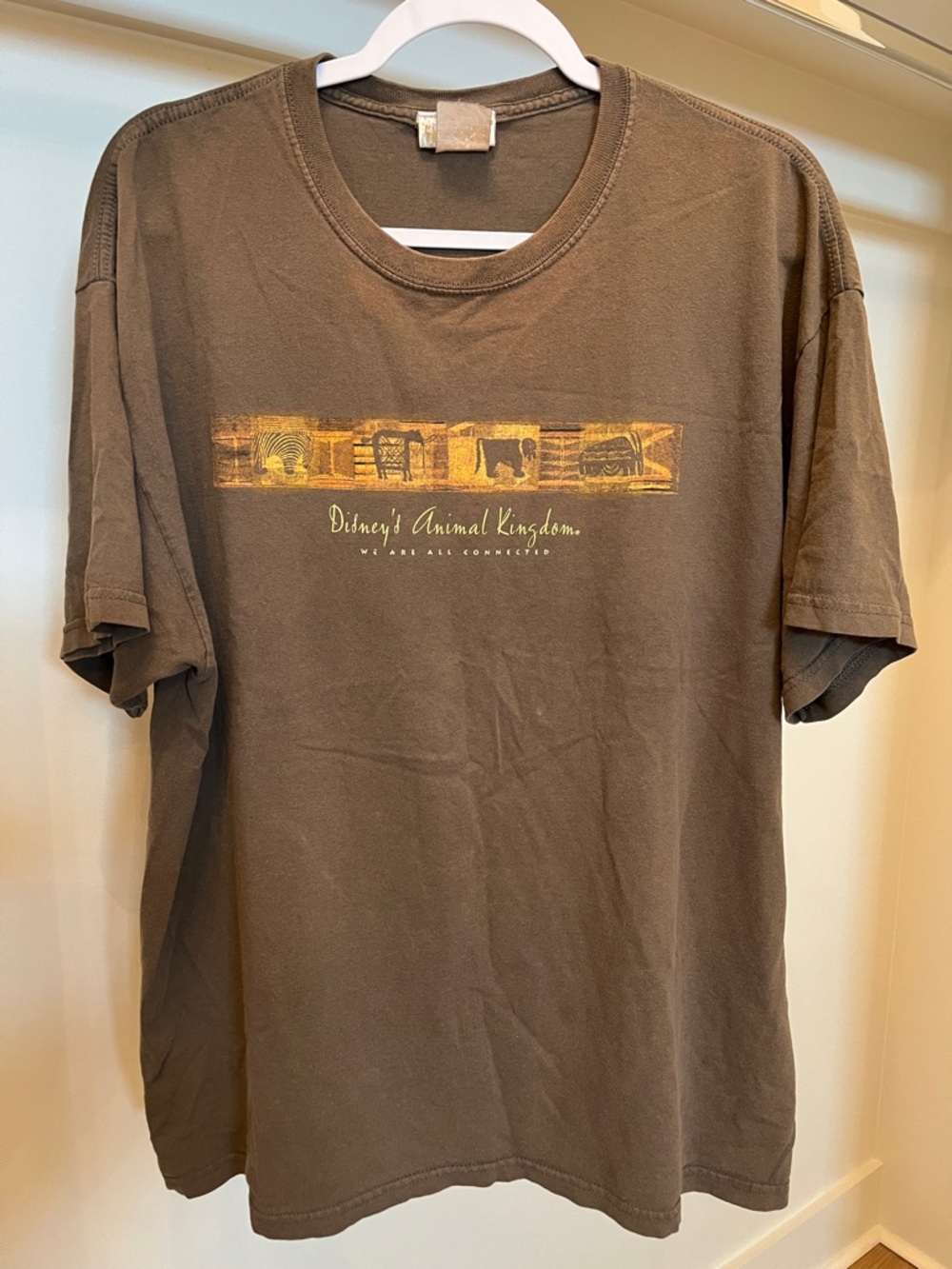 Disney Animal Kingdom T-shirt Brown Short Sleeve Tee Size XL